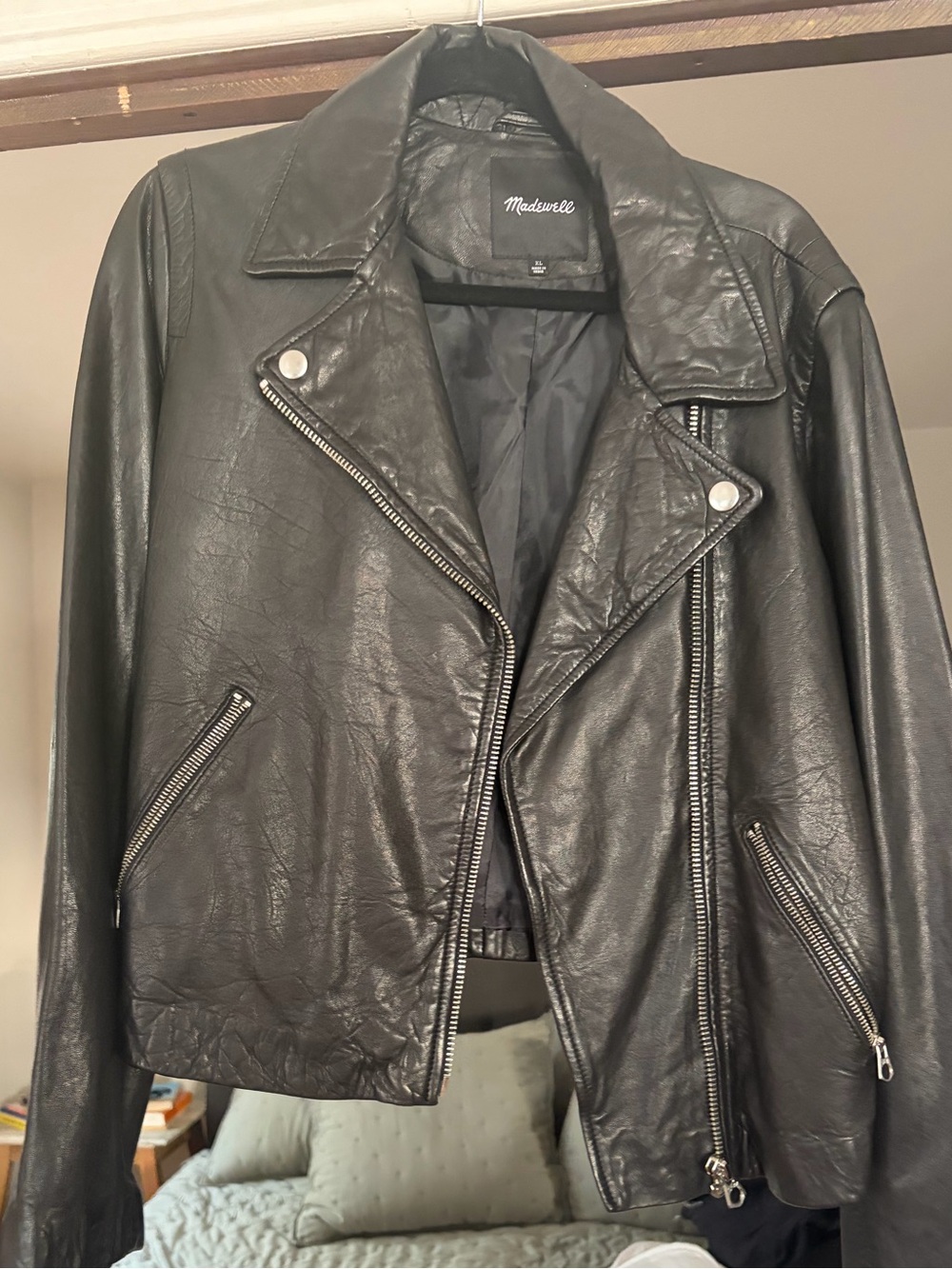 Like New Madewell Black Leather Asymmetrical Zip Moto Jacket
